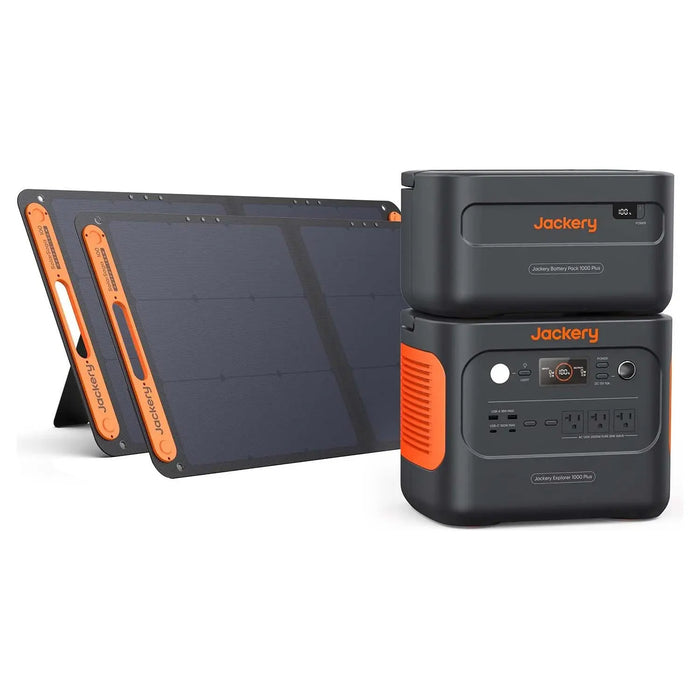 Jackery Explorer 1000 Plus Portable Power Station 2 x SolarSaga 100W Panels + 1 x Battery Pack 1000 Plus