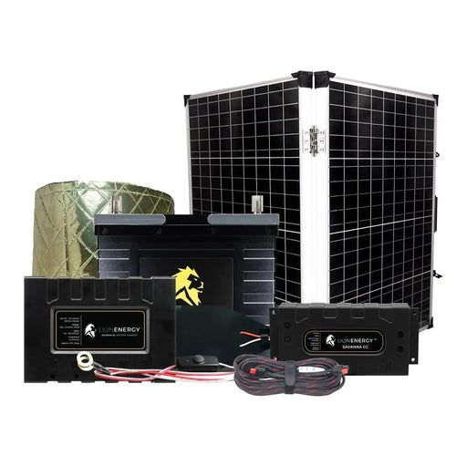 Lion Energy 12V Lithium Battery 105Ah Solar Power System 1-UT1300 w/ Charger + Warmer + Panel 999RV151