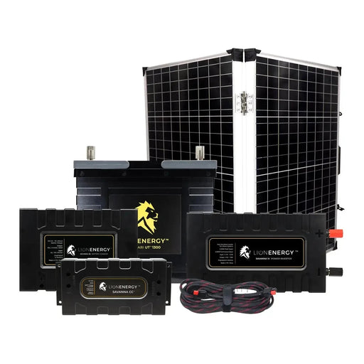 Lion Energy 12V Lithium Battery 105Ah Solar Power System with Inverter 1 - UT1300 w/ Battery Charger + Panel 999RV120