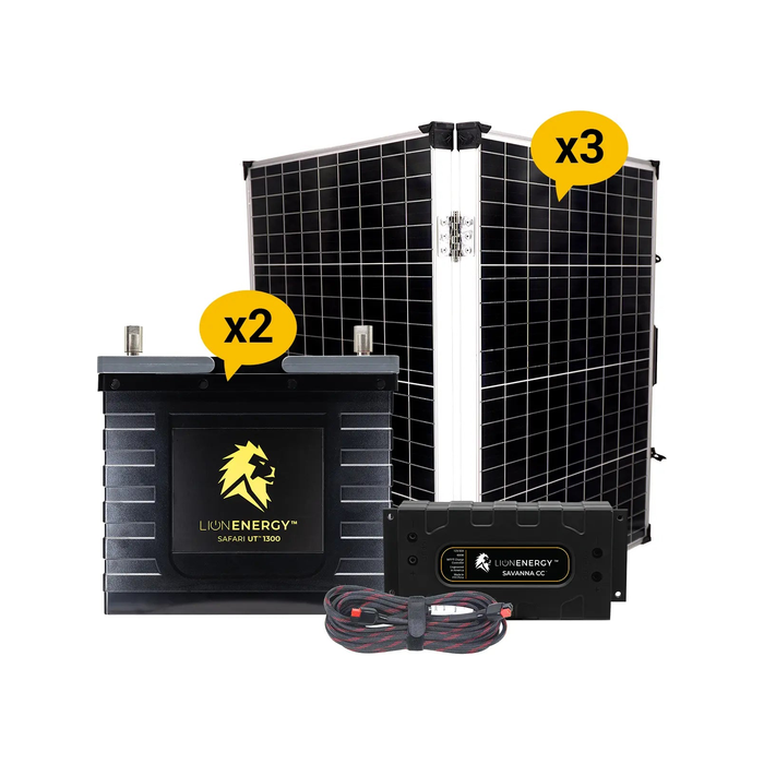 Lion Energy 12V Lithium Battery 210Ah Solar Power System 2 - UT1300’s + 3 Panels 999RV226