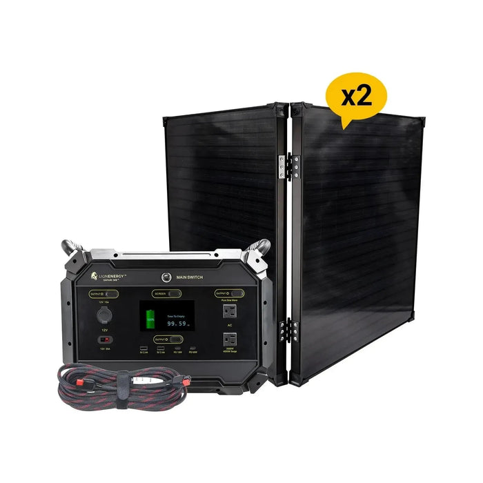 Lion Energy Safari ME Portable Power Station Bundle + 2 Panels 999ME138