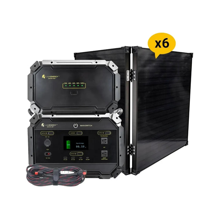 Lion Energy Safari ME+XP Portable Power Station Bundle + 6 Panels 999ME114