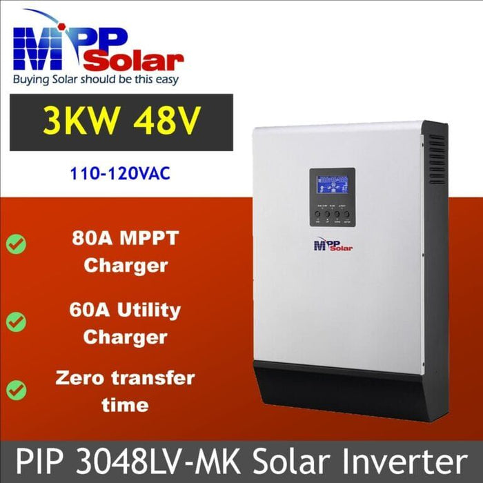 MPP Solar 3048LV-MK 120VAC 3000W 48V Off-Grid Solar Inverter + MPPT Solar Charger 80A + Battery Charger 60A 3048LV-MK 3KW 48V