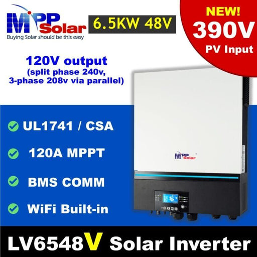 MPP Solar LV6548V 120VAC 6500W 48V Off-Grid Solar Inverter + MPPT Solar Charger 120A + Battery Charger 120A