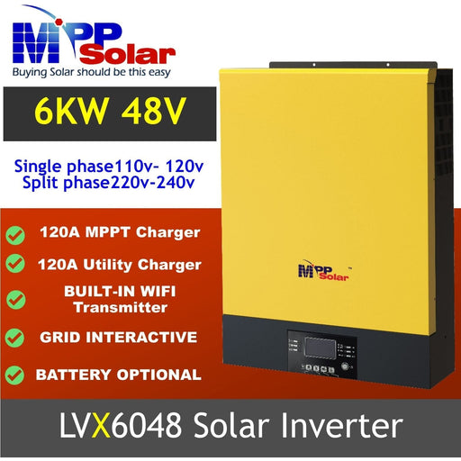 MPP Solar LVX6048 Hybrid Solar Inverter Split Phase 120V/240V Output