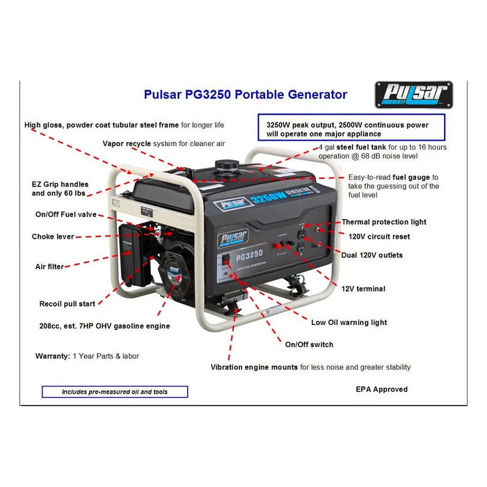 Pulsar PG3250 3250 Watt Generator