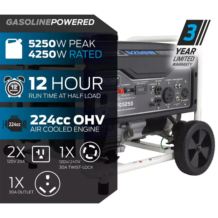 Pulsar PG5250 5250 Watt Gas Portable Generator