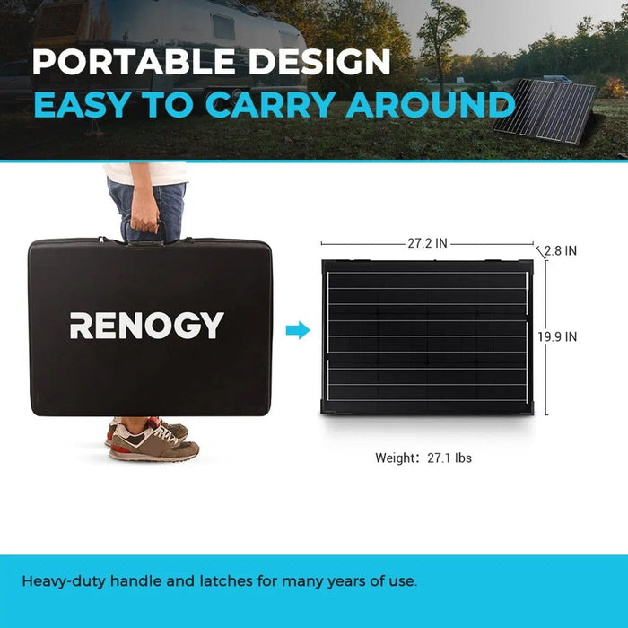 Renogy 100 Watt 12 Volt Monocrystalline Foldable Solar Suitcase with Voyager