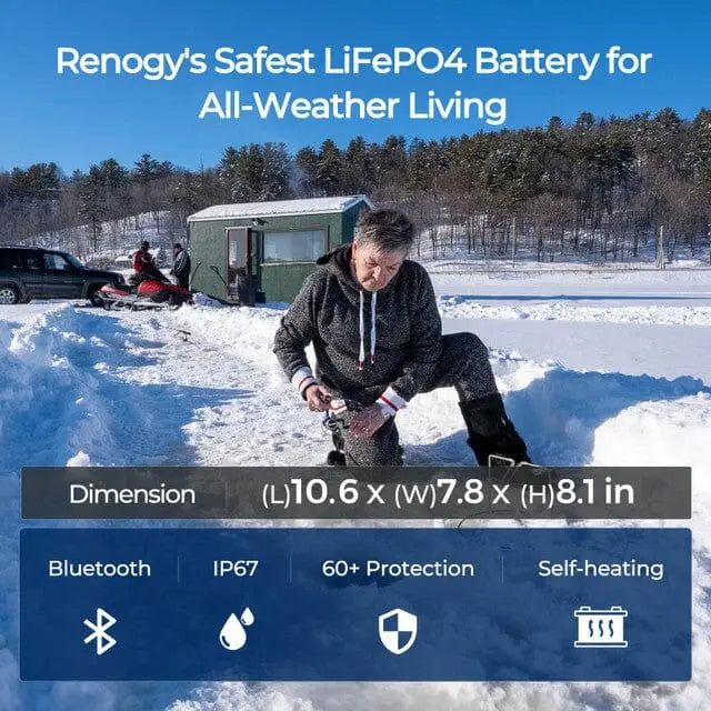 Renogy 12V 100Ah Pro Smart Lithium Iron Phosphate Battery with Bluetooth & Self-heating Function