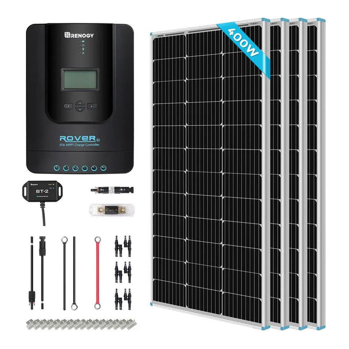 Renogy 400 Watt 12 Volt Solar Premium Kit with MPPT or REGO Solar Charge Controller