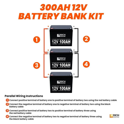 Rich Solar 12V 300AH 3.8kWh Lithium Battery Bank