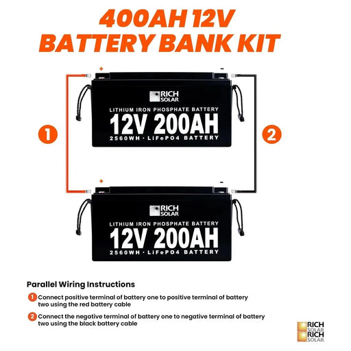 Rich Solar 12V 400AH 5.1kWh Lithium Battery Bank