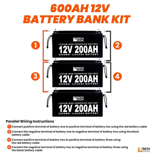 Rich Solar 12V 600AH 7.6kWh Lithium Battery Bank