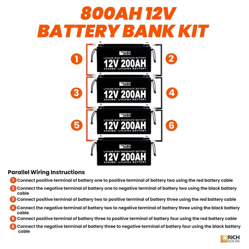 Rich Solar 12V 800AH 10.2kWh Lithium Battery Bank