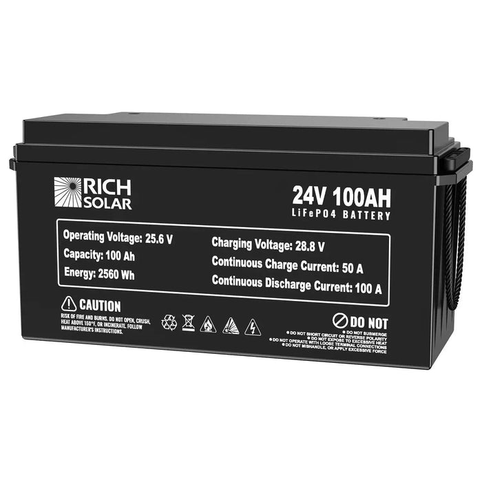 Rich Solar 24V 100Ah LiFePO4 Lithium Iron Phosphate Battery