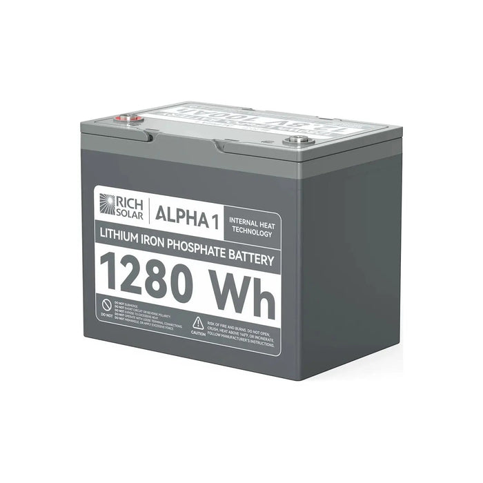 Rich Solar ALPHA 1 12V 100Ah LiFePO4 Lithium Iron Phosphate Battery w/ Internal Heating and Bluetooth Function