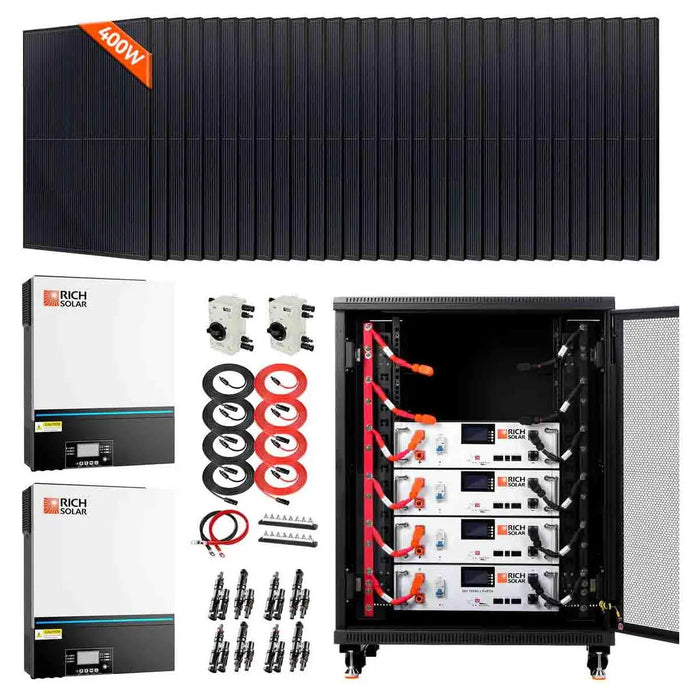 Rich Solar Complete Off-Grid Solar Kit 13,000W 120/240V Output 48VDC