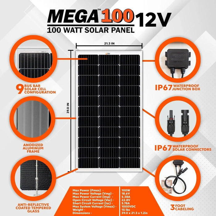 Rich Solar MEGA 100 Watt Monocrystalline Solar Panel