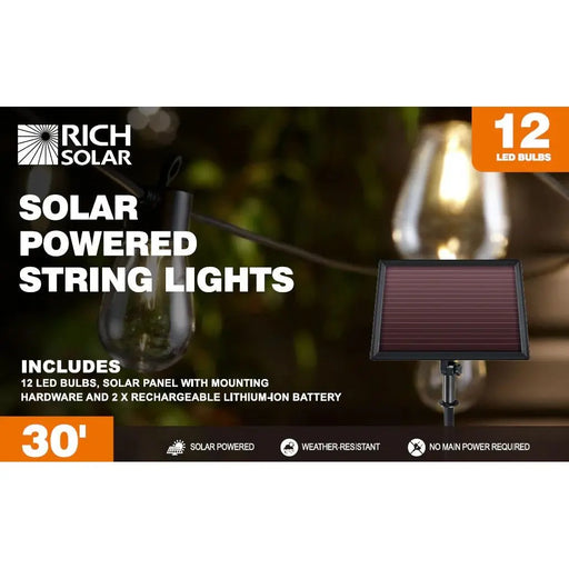 Rich Solar Solar Powered String Lights 12 Led Bulbs