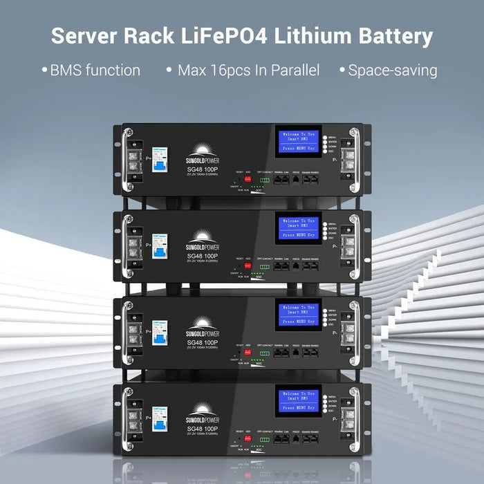 SunGoldPower 2 x 48V 100AH Server Rack LIFEPO4 Lithium Battery