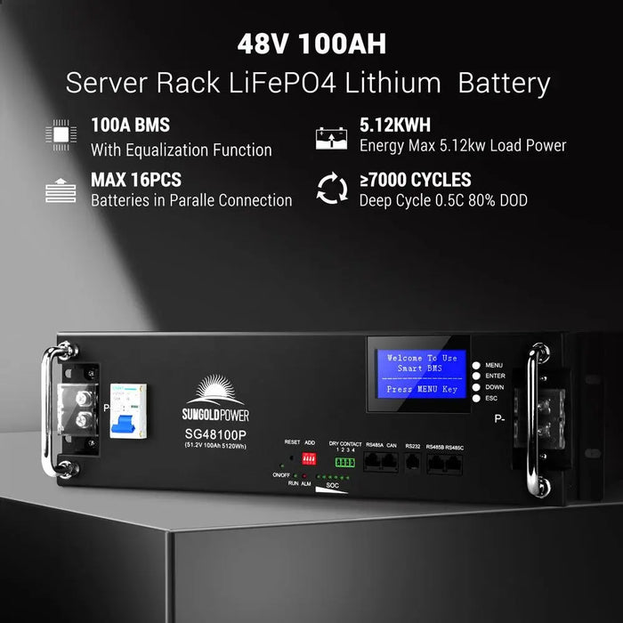 SunGoldPower 4 x 48V 100AH Server Rack LIFEPO4 Lithium Battery