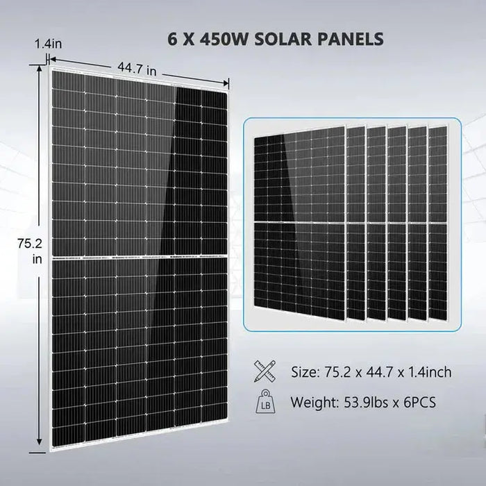 SunGoldPower 5000W 48V 120V Output Inverter + 10.24KWH Lithium Battery + 2700 Watts Solar Panel Solar Kit SGK-5PRO