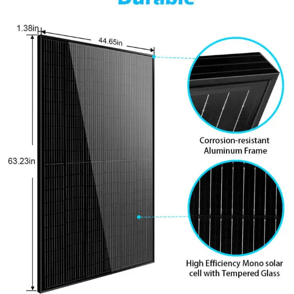 SunGoldPower 5000W 48VDC 120V Inverter + 10.24KWH Powerwall Lithium Battery + 6 x 370 Watts Solar Panels Off-Grid Solar Kit SGM-5K10M